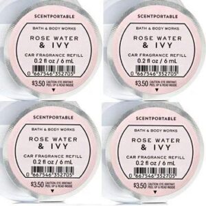 bath and body works 4 pack rose water & ivy scentportable fragrance refill. 0.2 oz.