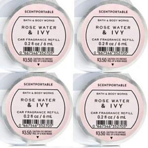 Bath and Body Works 4 Pack Rose Water & Ivy Scentportable Fragrance Refill. 0.2 Oz.