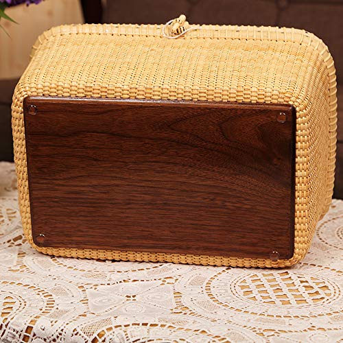 Teng Tian Nantucket baskets Rectangular Handwoven rattan Storage Basket Set with Lid for Shelves and Home Organizer Bins (L)