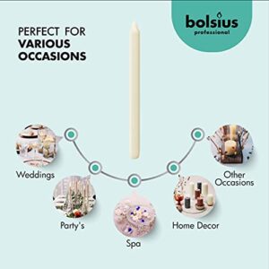 BOLSIUS Ivory Candlesticks Bulk Pack 50 Count - Unscented Dripless 11.5 Inch Household & Dinner Candle Set - 12+ Hours - Premium European Quality - Consistent Smokeless Flame - 100% Cotton Wick