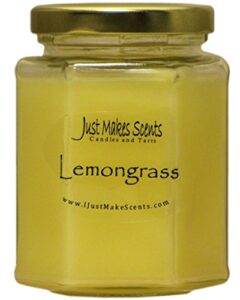 lemongrass scented blended soy candle by just makes scents