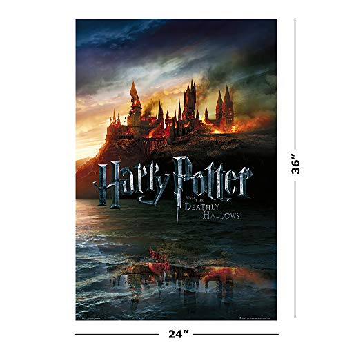 Harry Potter and the Deathly Hallows - Movie Poster (Advance Style - Hogwarts On Fire) (Size: 24 inches x 36 inches)