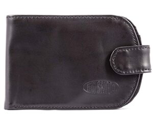 big skinny women’s taxicat leather bi-fold slim wallet, holds up to 25 cards, black