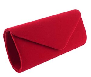 yuanlar vintage evening clutches velvet envelope bridal party shoulder chain handbag purse (red)