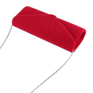 Yuanlar Vintage Evening Clutches Velvet Envelope Bridal Party Shoulder Chain Handbag Purse (Red)