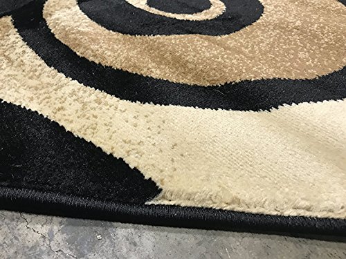 Bellagio Modern Octagon Contemporary Area Rug Black Swirl Design 341 (4 Feet X 4 Feet )