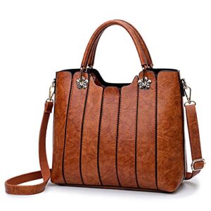 rofozzi brown lane vegan leather purse – top handles women handbag – medium faux leather shoulder tote – everyday use multi-compartment, water-resistant crossbody bag – birthday gift for wife, mother