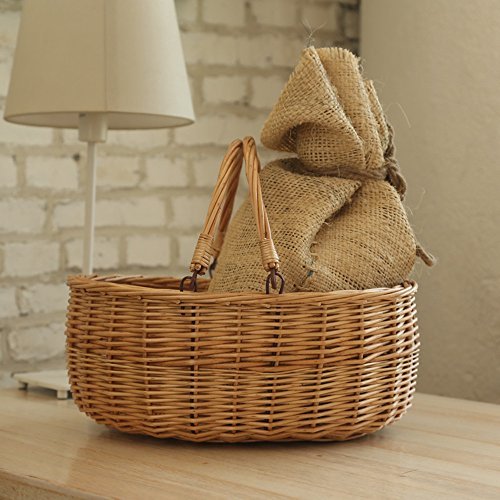 Wicker Picnic Baskets with Handles.Kingwillow. (Natural)