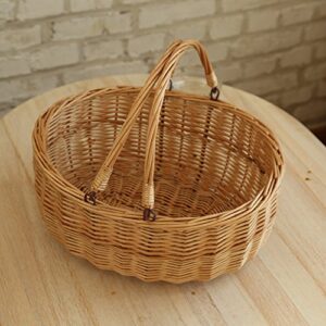 Wicker Picnic Baskets with Handles.Kingwillow. (Natural)