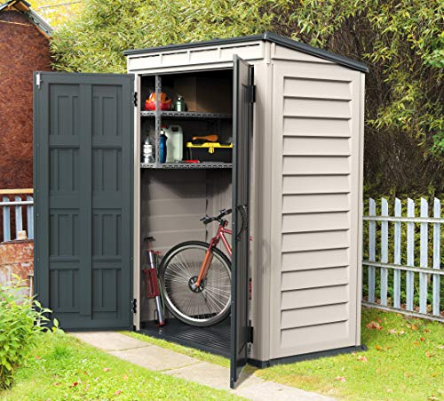 Duramax 05325 Yardmate Plus Pent Outdoor Vinyl Storage Shed, Anthracite & Adobe