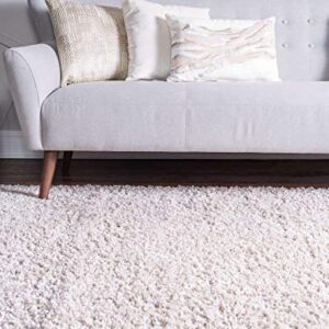 Unique Loom Davos Shag Collection Modern Luxuriously Soft & Cozy Shag Area Rug (5' 0 x 8' 0 Rectangular, Linen)