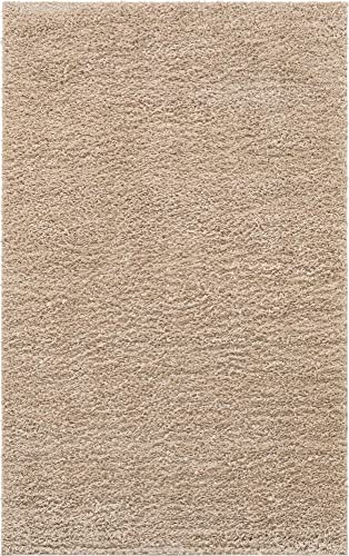 Unique Loom Davos Shag Collection Modern Luxuriously Soft & Cozy Shag Area Rug (5' 0 x 8' 0 Rectangular, Linen)