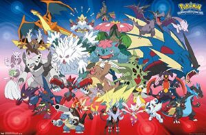 trends international pokemon mega evolutions wall poster 22.375″ x 34″, dormitory