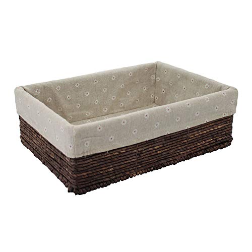 Storage Basket, Natural Corn Husk Rectangular Bins, Arts and Crafts. (Brown, Small)