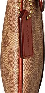 COACH Color Block Coated Canvas Signature Small Wristlet B4/Tan Rust One Size