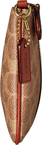 COACH Color Block Coated Canvas Signature Small Wristlet B4/Tan Rust One Size