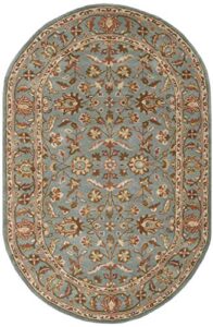 safavieh heritage collection 5′ x 8′ oval blue / blue hg969a handmade traditional oriental premium wool area rug