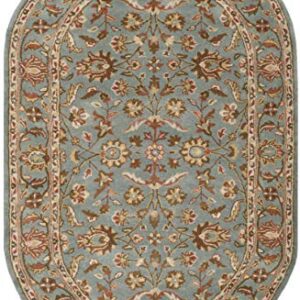 SAFAVIEH Heritage Collection 5' x 8' Oval Blue / Blue HG969A Handmade Traditional Oriental Premium Wool Area Rug