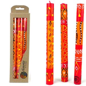 set of three boxed tall hand-painted candles – zahabu design – nobunto candles