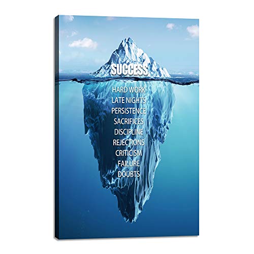 Modern Success Inspirational Wall Art Motivation Entrepreneur Quotes Canvas Painting Iceberg Pictures Posters and Prints Artwork Inspiring Office Decor Living Room Bedroom Decorations - 12"Wx18"H