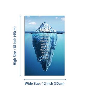 Modern Success Inspirational Wall Art Motivation Entrepreneur Quotes Canvas Painting Iceberg Pictures Posters and Prints Artwork Inspiring Office Decor Living Room Bedroom Decorations - 12"Wx18"H