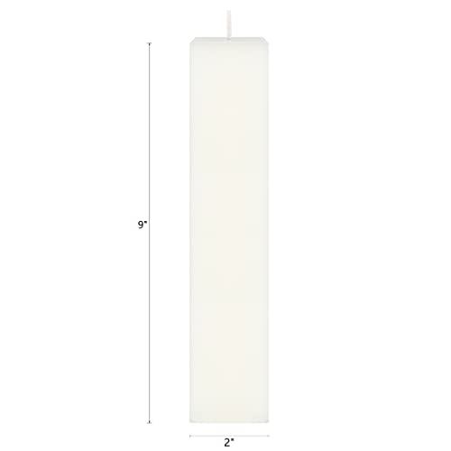 Mega Candles 1 pc Unscented White Square Pillar Candle, Hand Poured Premium Wax Candles 2 Inch x 9 Inch, Home Décor, Wedding Receptions, Baby Showers, Birthdays, Celebrations, Party Favors & More