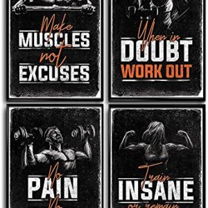 𝐆𝐲𝐦 𝐏𝐨𝐬𝐭𝐞𝐫𝐬 for Home Gym Decor - 4 Set Of 11x17", Motivational Posters for Gym, Workout Posters for Home Gym, Motivational Poster, Fitness Posters, Workout Room Decor, Inspirational Posters, Gym Wall Art