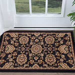 Charlotte Traditional Oriental Black Scatter Mat Rug, 2' x 3'