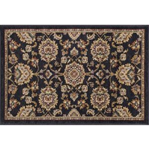 Charlotte Traditional Oriental Black Scatter Mat Rug, 2' x 3'