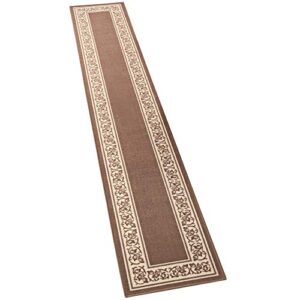 collections etc extra long floral skid-resistant border rug, sand, 20″ x 90″