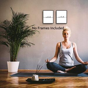 HPNIUB Inhale Exhale Art Prints Set of 2 (8”X10”, Meditation Art Prints, Black and White Yoga Wall Art Prints,Modern Zen Print, Canvas Wall Art Poster for Bedroom Home Decor, No Frame