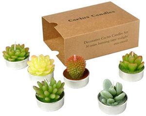 ssleng cactus tealight candles, handmade delicate succulent cactus candles（ perfect for birthday party ,wedding, spa, home decor)