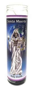 santa muerte unscented glass prayer candles, 8″, devotional candles