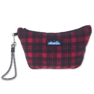 kavu tabernash plaid accessory pouch furry clutch purse – lumberjack