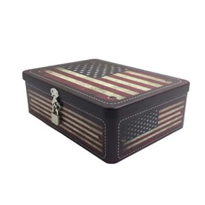 luwint secret storage american flag box – vintage letter cookies container metal tin case with key & lock gift for friend birthday home decor (1 piece/vintage)
