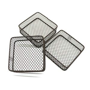 cvhomedeco. mini metal wire storage baskets desks & shelves organizer trinkets container, great for store spices, gifts or giving. set of 3. (square rusty)