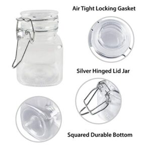 3 1/4" Square Glass 3oz Jar with Hinge Glass Lid for Home Kitchen, Arts & Crafts Projects, Decoration, Snack Foods and Sauces (4 Pack) by Super Z Outlet