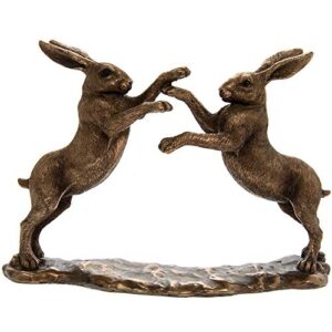 reflections by the leonardo collection reflections bronzed boxing hares, h15cm