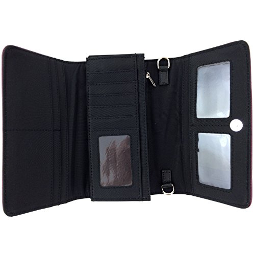 Justin West Tooled Leather Laser Cut Rhinestone Cross Studded Shoulder Concealed Carry Tote Style Handbag Purse (Beige Wallet)
