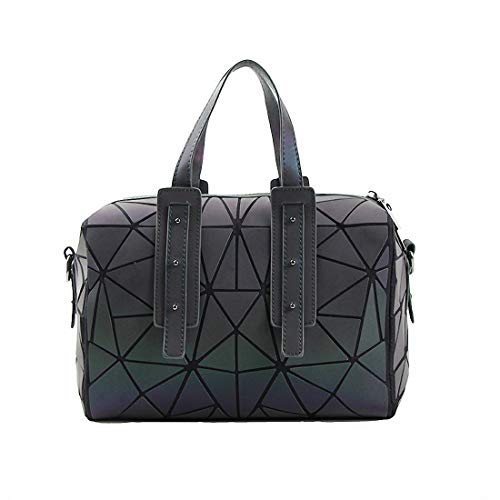 Ulalaza Geometric Luminous Tote Bag Holographich Purses and Handbags Flash Reflactive Crossbody Bag for Women