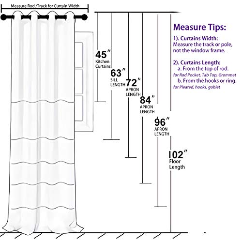 LOYOLADY White Linen Curtains 102 inches Long 2 Panels Set, Sheer Linen Curtains for Living Room, Grommet Privacy Window Curtains & Drapes 52" W x 102" L