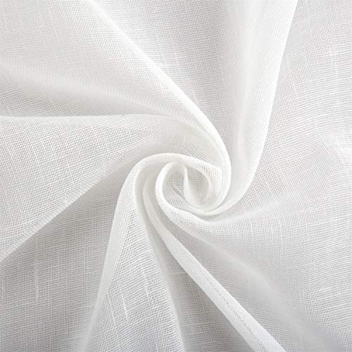 LOYOLADY White Linen Curtains 102 inches Long 2 Panels Set, Sheer Linen Curtains for Living Room, Grommet Privacy Window Curtains & Drapes 52" W x 102" L