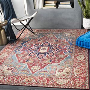 artistic weavers lyyti area rug 7’6″ x 9’6″, 7 ft 6 in x 9 ft 6 in, bright red/blue