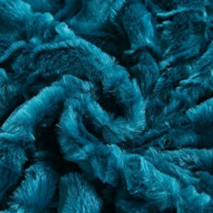 DaDa Bedding Lavish Emerald Teal Green Blue Faux Fur Fuzzy Throw Blanket - Mermaid Scales Design White Sherpa Backside - Soft Warm Plush Bright Vibrant Jewel Tones Embossed for Bed/Couch - 50" x 60"