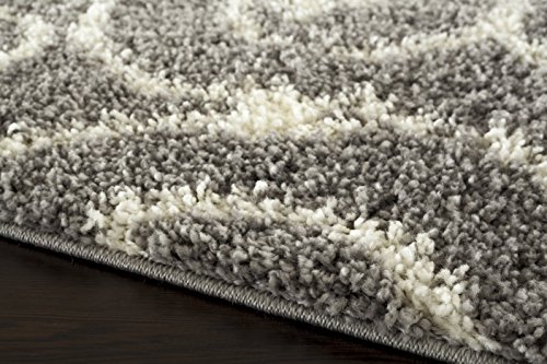 Cozy Contemporary Scroll L.Grey-White 2' X 7'2" Indoor Shag Area Rug Runner