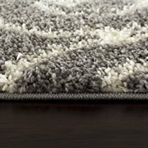 Cozy Contemporary Scroll L.Grey-White 2' X 7'2" Indoor Shag Area Rug Runner