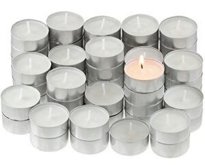 greenco value pack unscented non-drip tealight candles in metal cups, pack of 100 – white