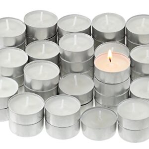 Greenco Value Pack Unscented Non-Drip Tealight Candles in Metal Cups, Pack of 100 – White