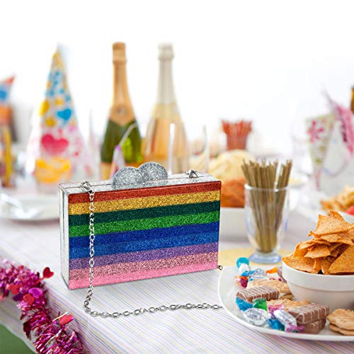 Rainbow Evening Handbag Acrylic Wedding Party Clutch Purse Crossbody Wallet Bag for Women Small