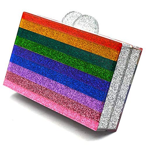 Rainbow Evening Handbag Acrylic Wedding Party Clutch Purse Crossbody Wallet Bag for Women Small